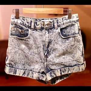American Apparel High Waist Acid Wash Shorts